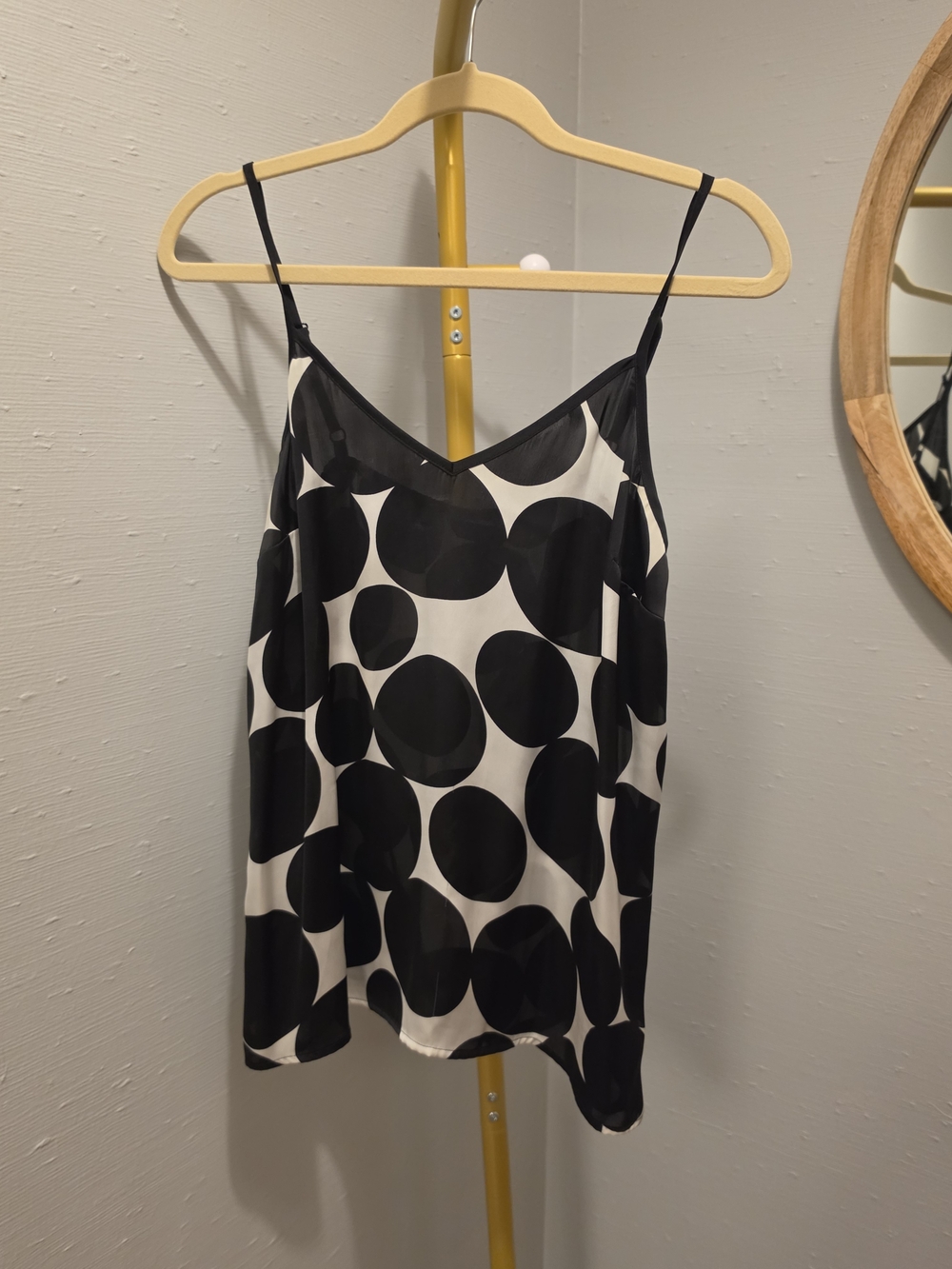 Express Women’s Black & White Polka Dot V-Neck Camisole - Size Medium